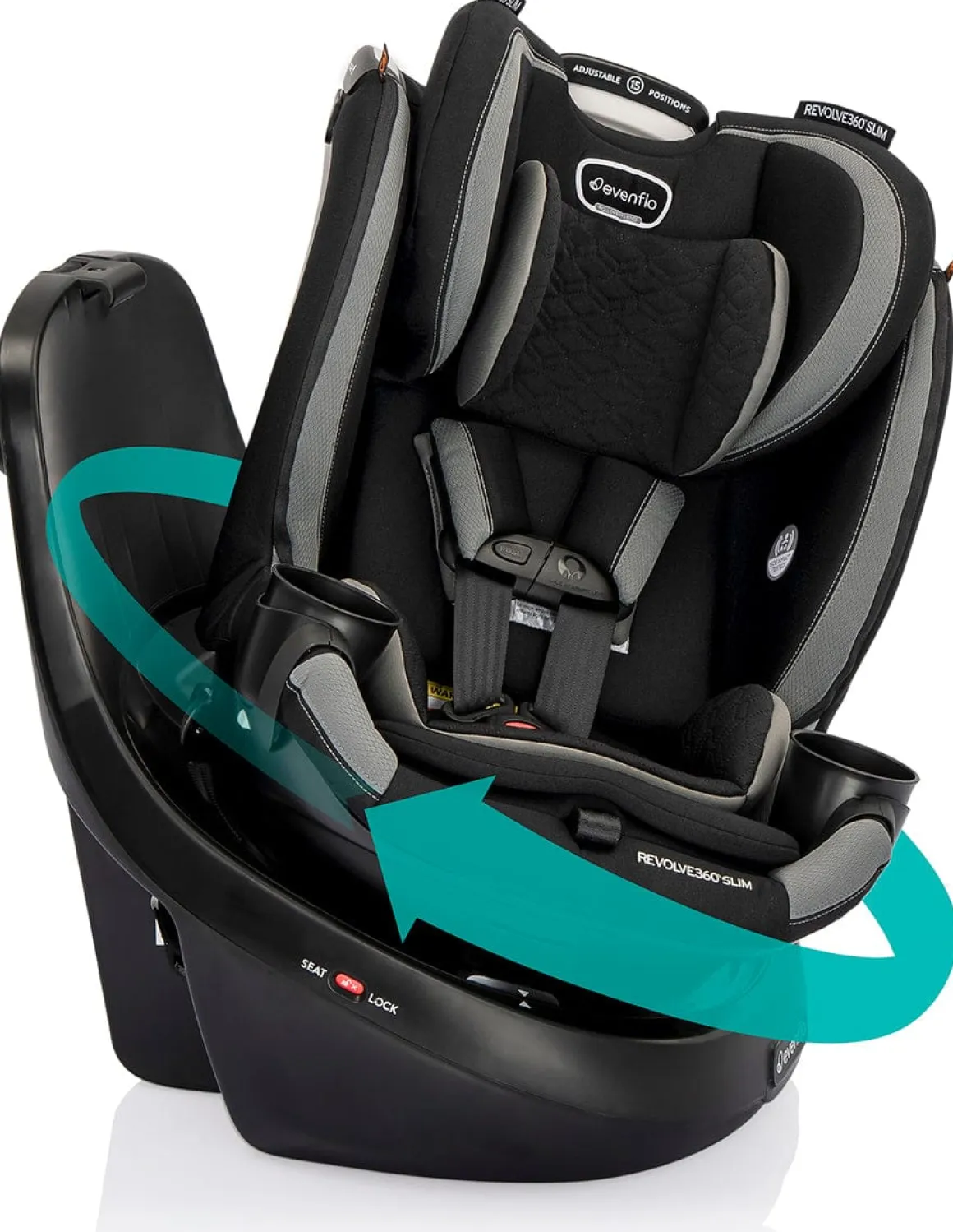 Evenflo Revolve360 Slim 2-in-1 Rotational Convertible Car Seat with Quick Clean Cover - Salem Black