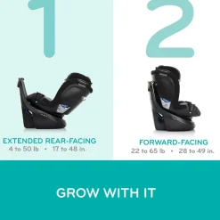 Evenflo Revolve360 Slim 2-in-1 Rotational Convertible Car Seat with Quick Clean Cover - Salem Black