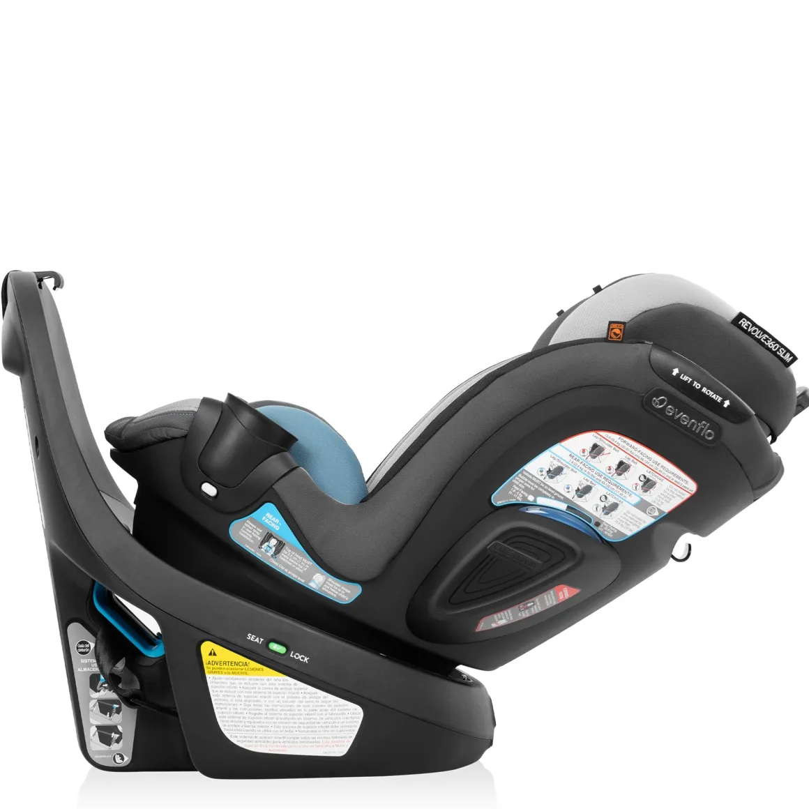 Evenflo Revolve360 Slim 2-in-1 Rotational Convertible Car Seat with Quick Clean Cover - Stow Blue