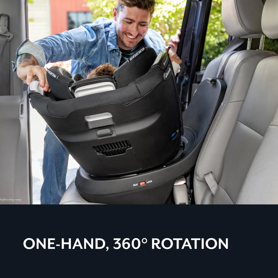 Evenflo Revolve360 Slim 2-in-1 Rotational Convertible Car Seat with Quick Clean Cover - Stow Blue