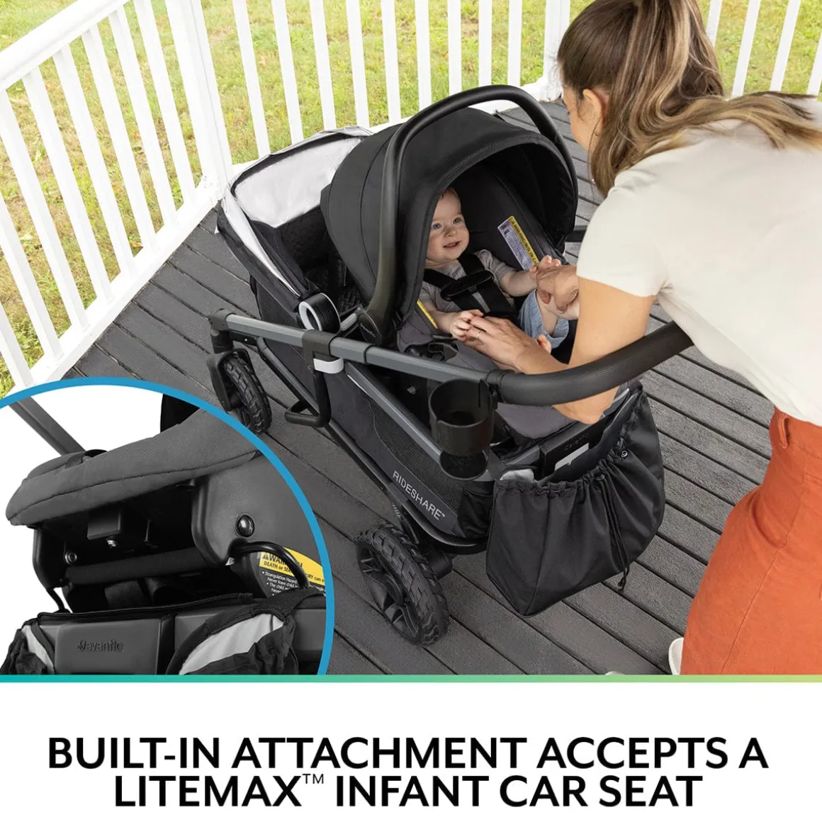 Evenflo Shyft Rideshare All-Terrain Performance Stroller Wagon - Sterling Black
