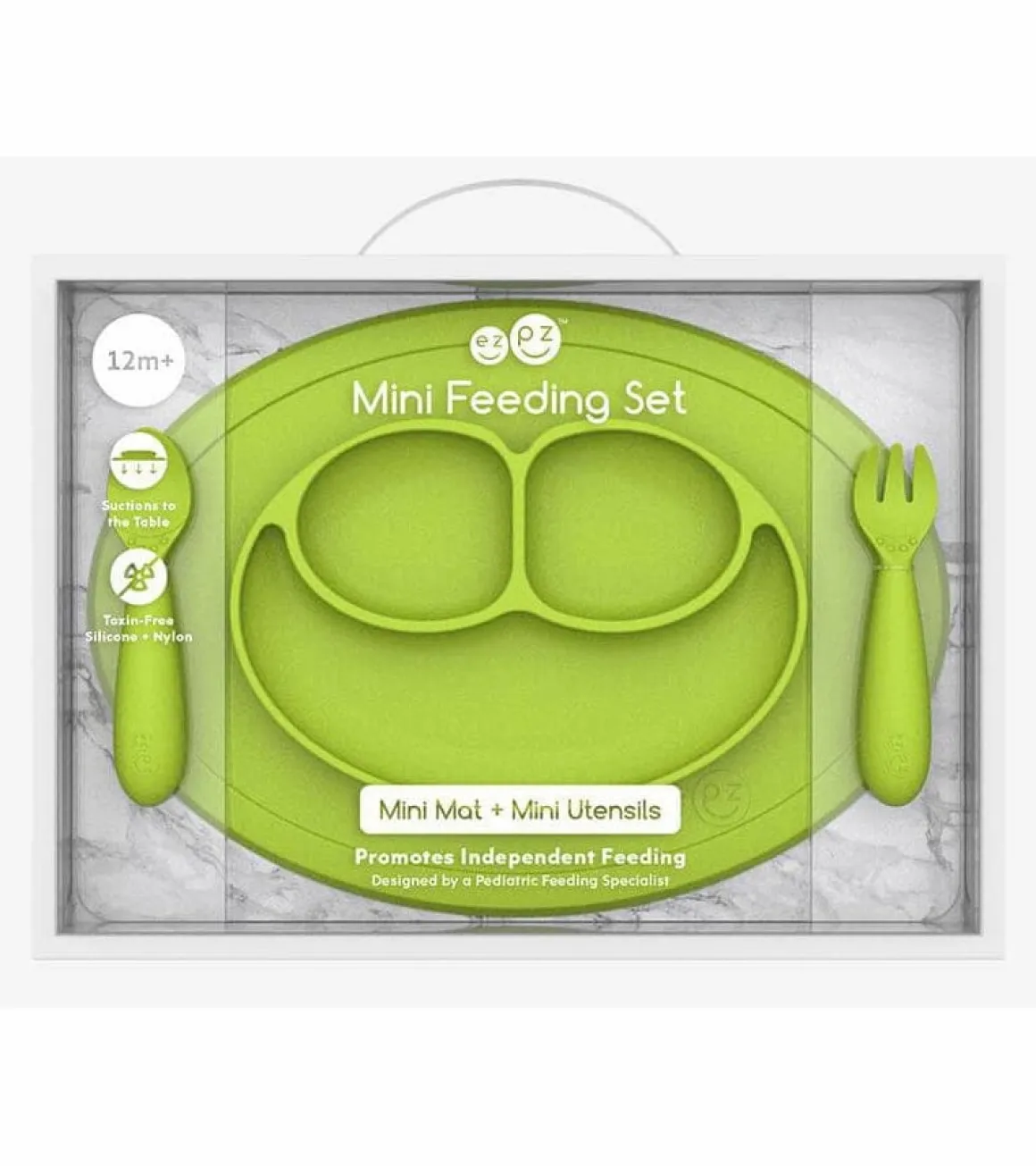 EZPZ Toddler Bundle - Mini Feeding Set + Mini Cup and Straw Training System - Lime