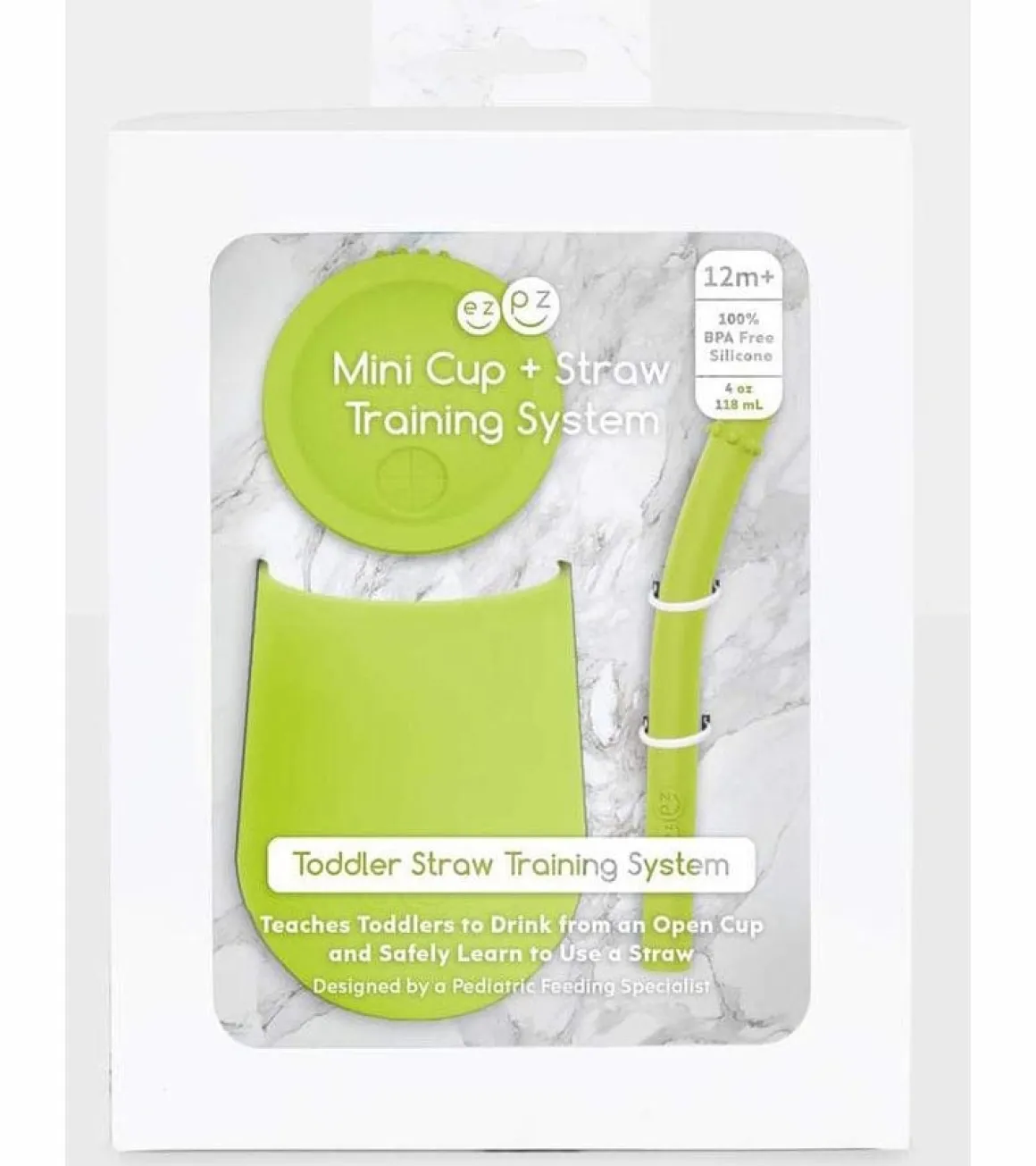 EZPZ Toddler Bundle - Mini Feeding Set + Mini Cup and Straw Training System - Lime