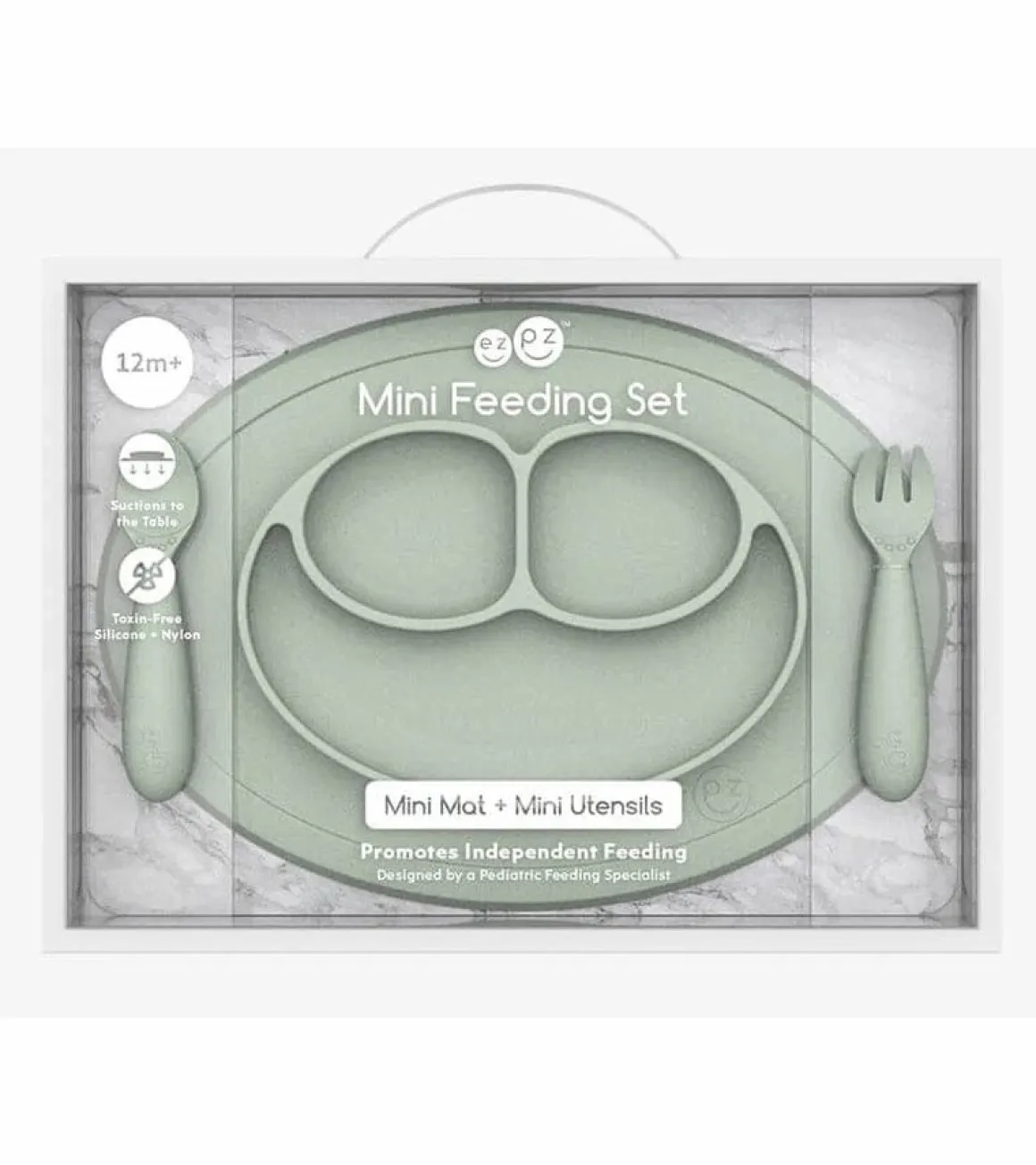 EZPZ Toddler Bundle - Mini Feeding Set + Mini Cup and Straw Training System - Sage