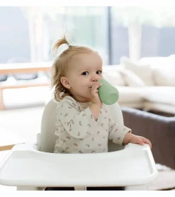 EZPZ Toddler Bundle - Mini Feeding Set + Mini Cup and Straw Training System - Sage
