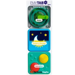 Fat Brain Toys PlayTab Tiles - Gear Works & Squeaky Reveal Sensory Set (Set 4)