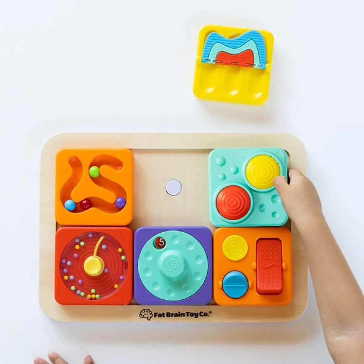 Fat Brain Toys PlayTab Tiles - Pulleys, Sliders & Spinners Sensory Set (Set 6)