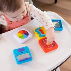 Fat Brain Toys PlayTab Tiles - Pulleys, Sliders & Spinners Sensory Set (Set 6)