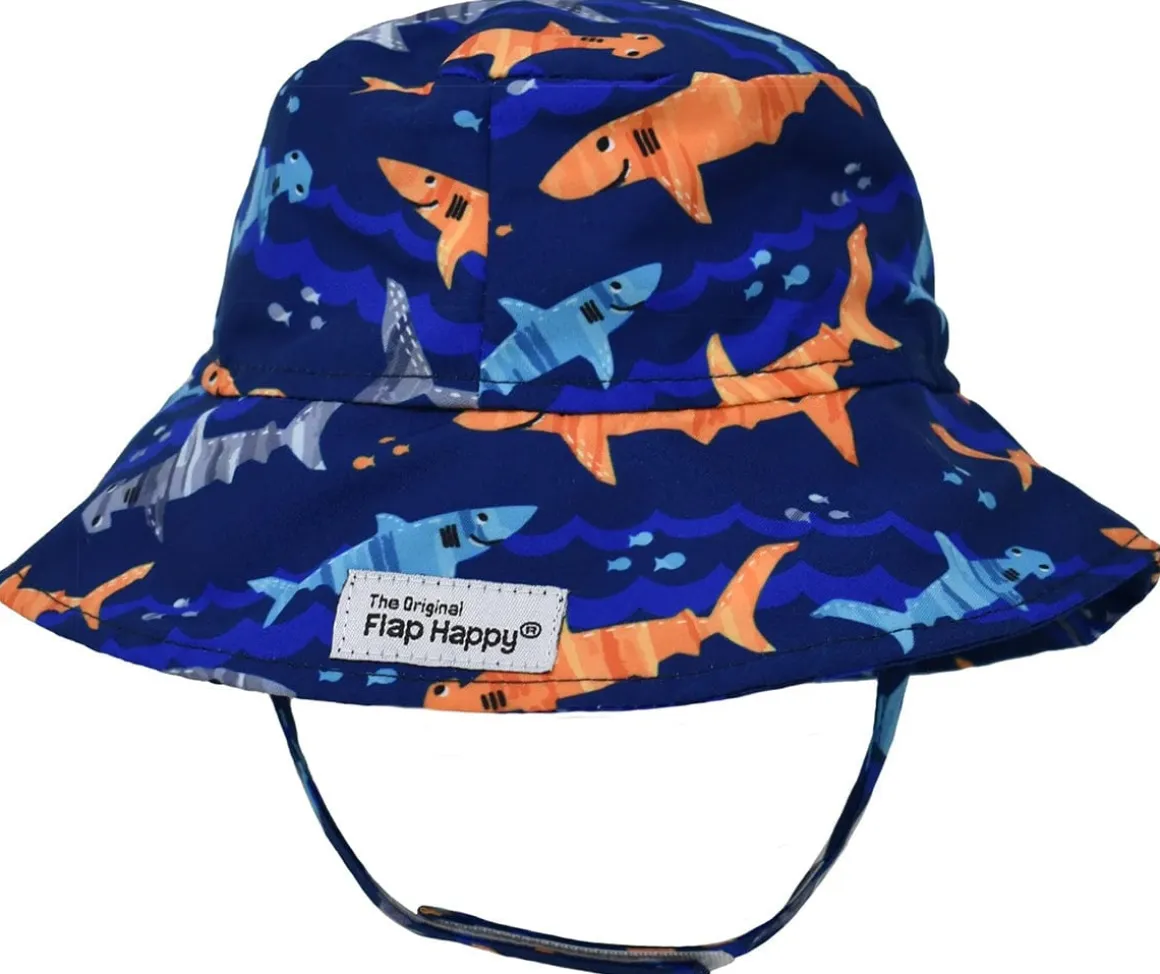 Flap Happy UPF50+ Bucket Sun Hat, Large (12-24m) - Artsy Sharks