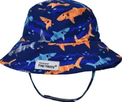 Flap Happy UPF50+ Bucket Sun Hat, X-Small (0-3m) - Artsy Sharks