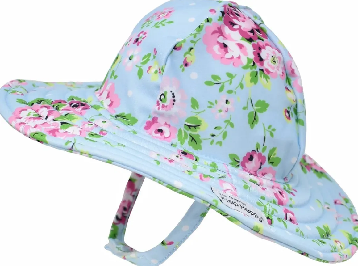 Flap Happy UPF50+ Summer Splash Swim Hat, Large (12-24m) - Blue Country Floral