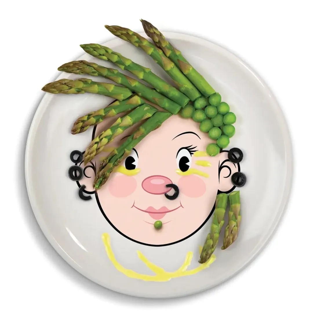 Fred & Friends Food Face Plate - Ms. Food Face - Peach