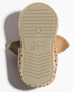 Freshly Picked Knotted Bow Moccasins Mini Sole V2, Size 4 - Almond Speckles