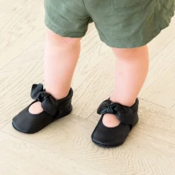 Freshly Picked Knotted Bow Moccasins, Size 2 - Ebony