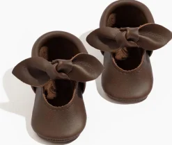 Freshly Picked Knotted Bow Moccasins, Size 2 - Espresso