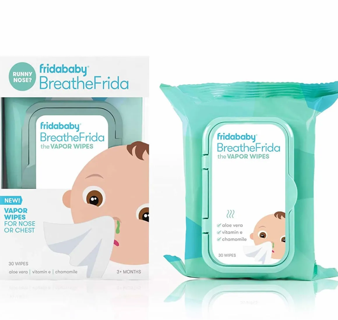 FridaBaby BreatheFrida Nose & Chest Vapor Wipes, 30 Count