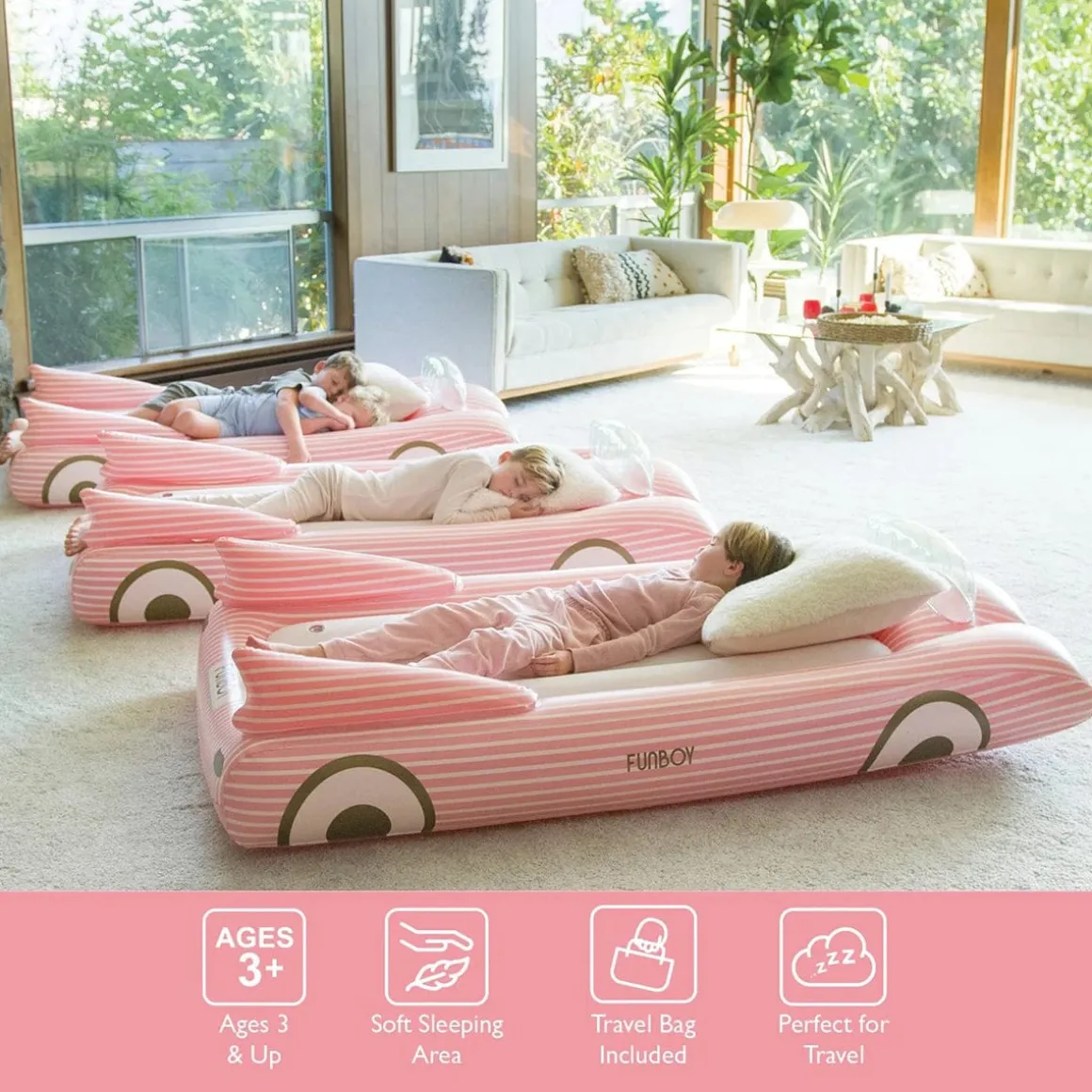FUNBOY Kids Sleepover Air Mattress - Pink Convertible