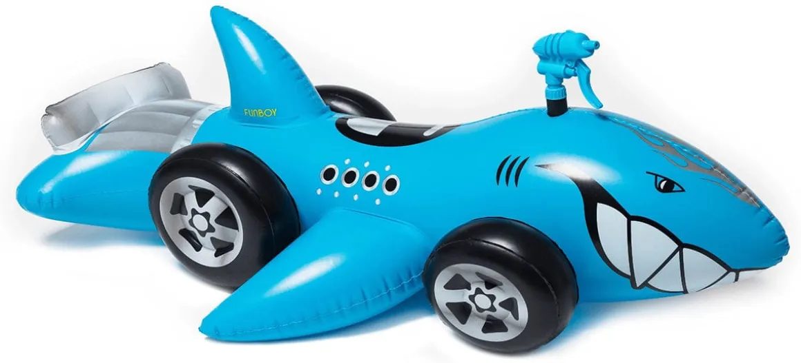 FUNBOY X Hot Wheels Kids Sharkruiser Pool Float w/ Water Squirter