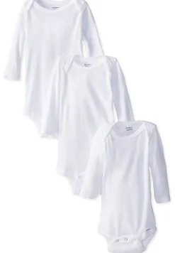 Gerber White 3 Pack Long Sleeve Onesies 6-9 Months