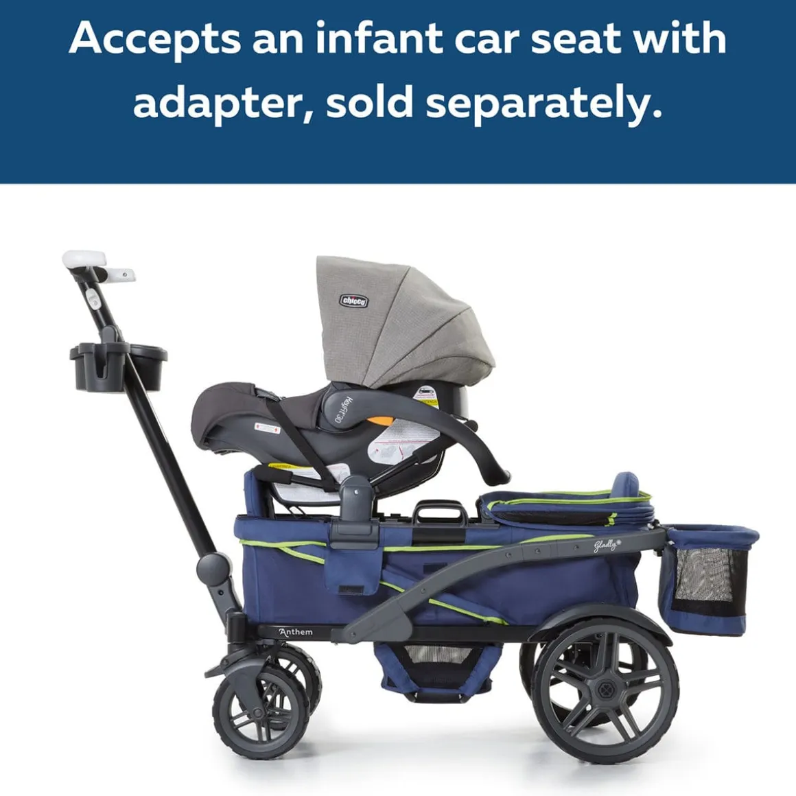 Gladly Family Anthem2 All-Terrain (2 Seater) Stroller Wagon - Electric Silver