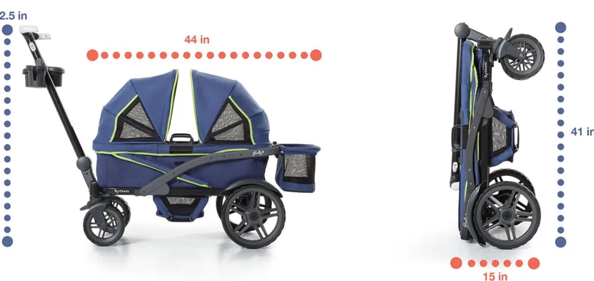 Gladly Family Anthem2 All-Terrain (2 Seater) Stroller Wagon - Electric Silver