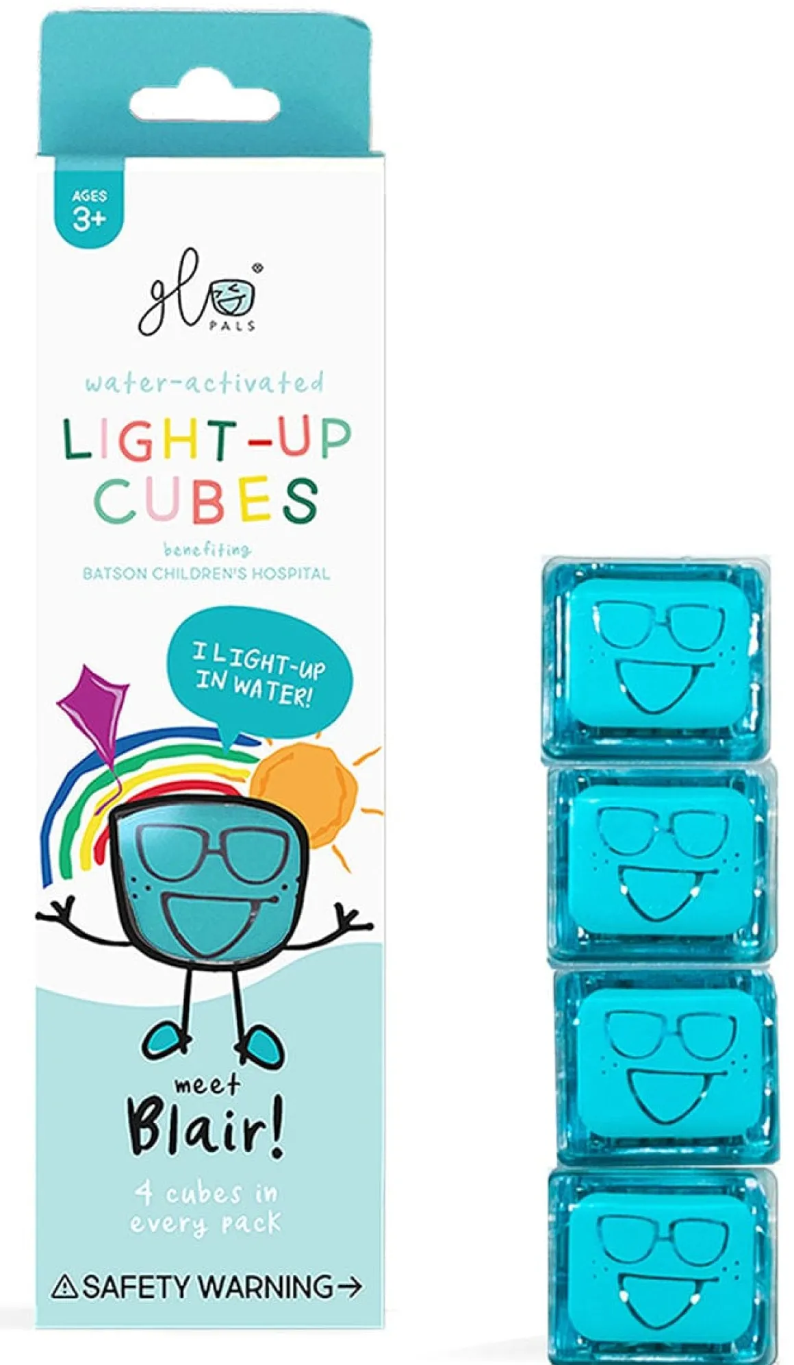 Glo Pals Light Up Cube Bath Toys - Blair (Blue)