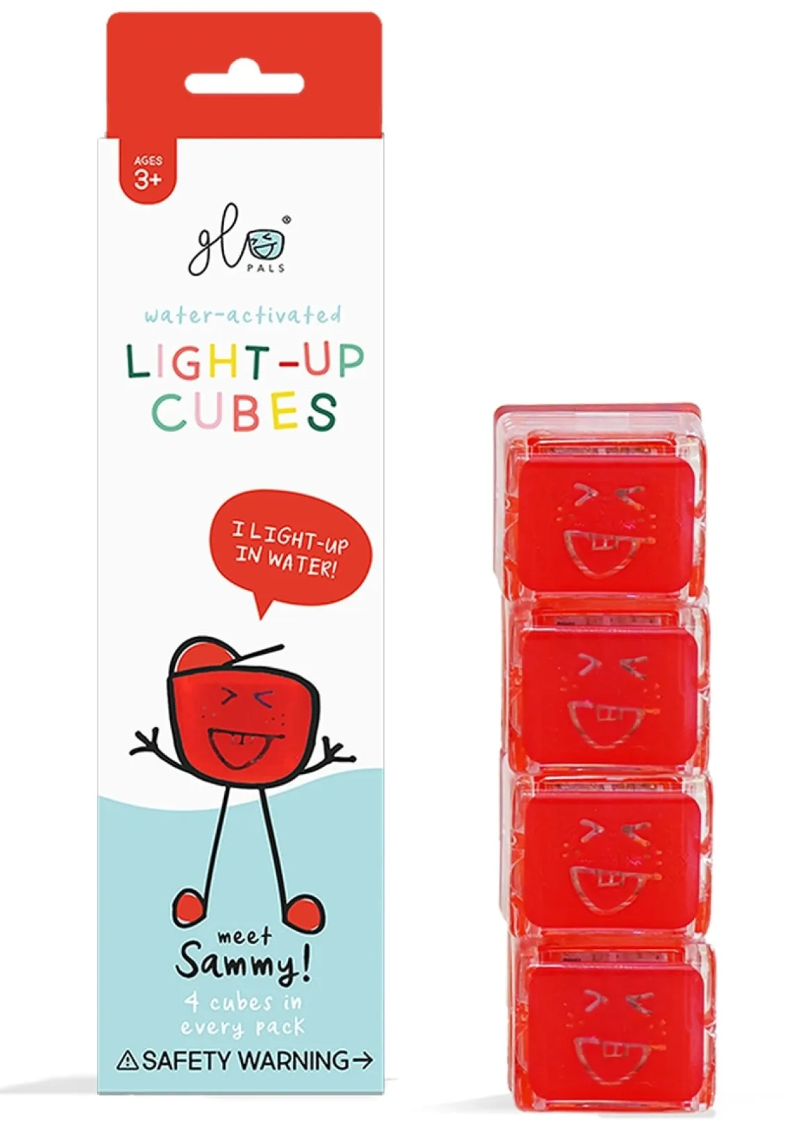 Glo Pals Light Up Cube Bath Toys - Sammy (Red)