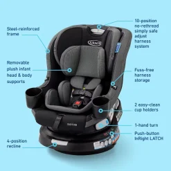 Graco EasyTurn 360 2-in-1 Rotating Convertible Car Seat - Cyran