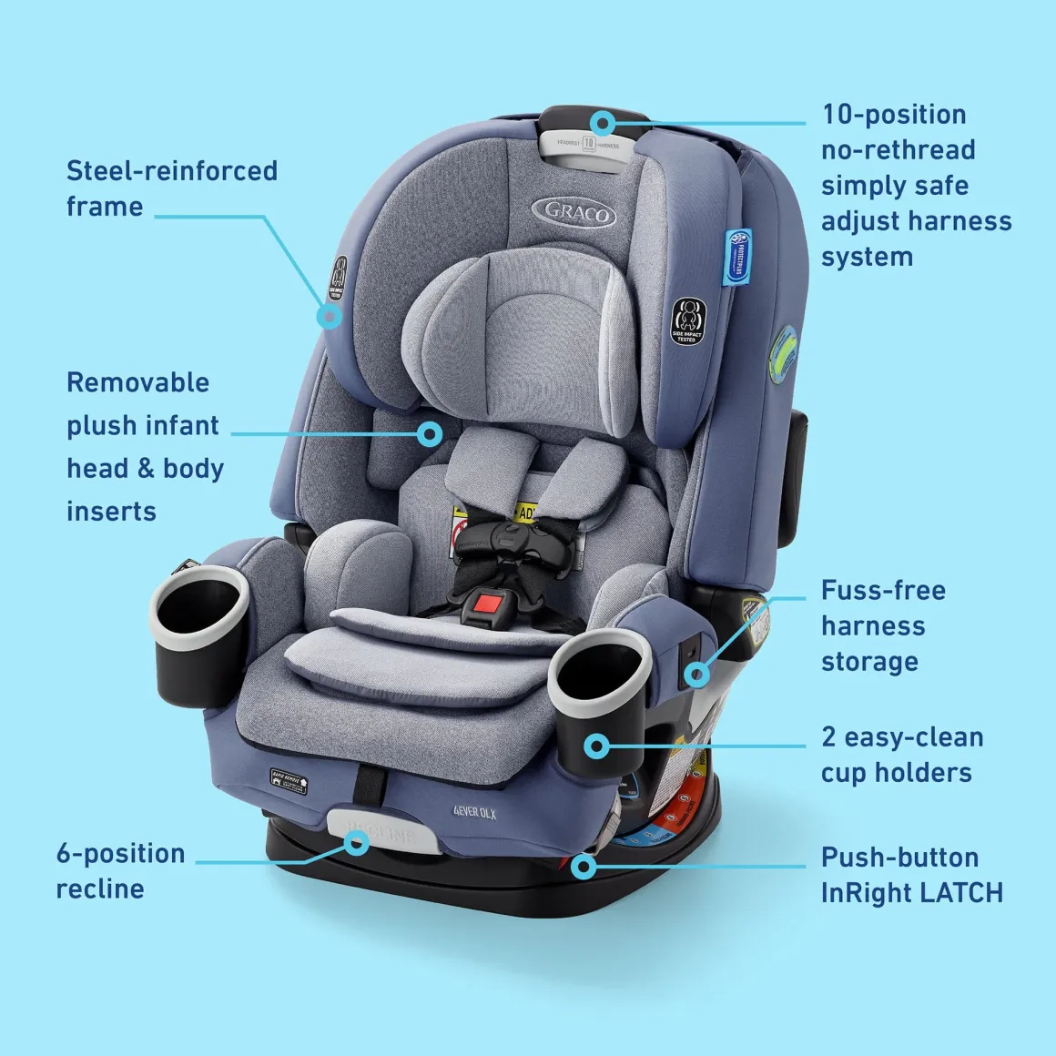 Graco 4Ever DLX 4-in-1 All-in-One Convertible Car Seat - Maddox