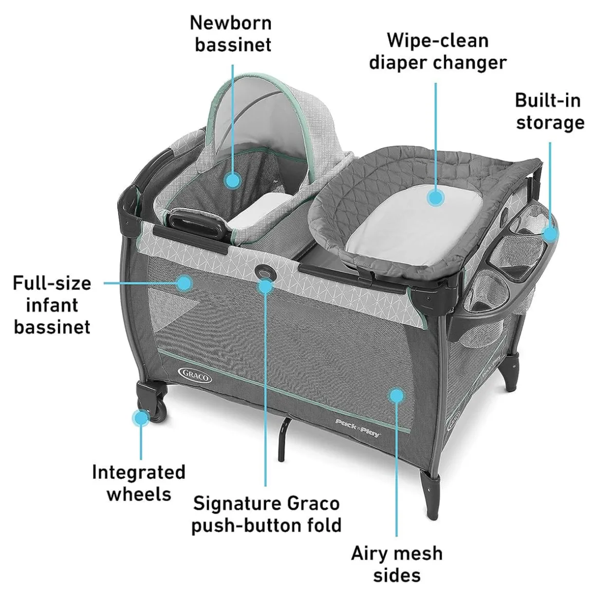 Graco Pack 'n Play Close2Baby Bassinet Playard - Derby