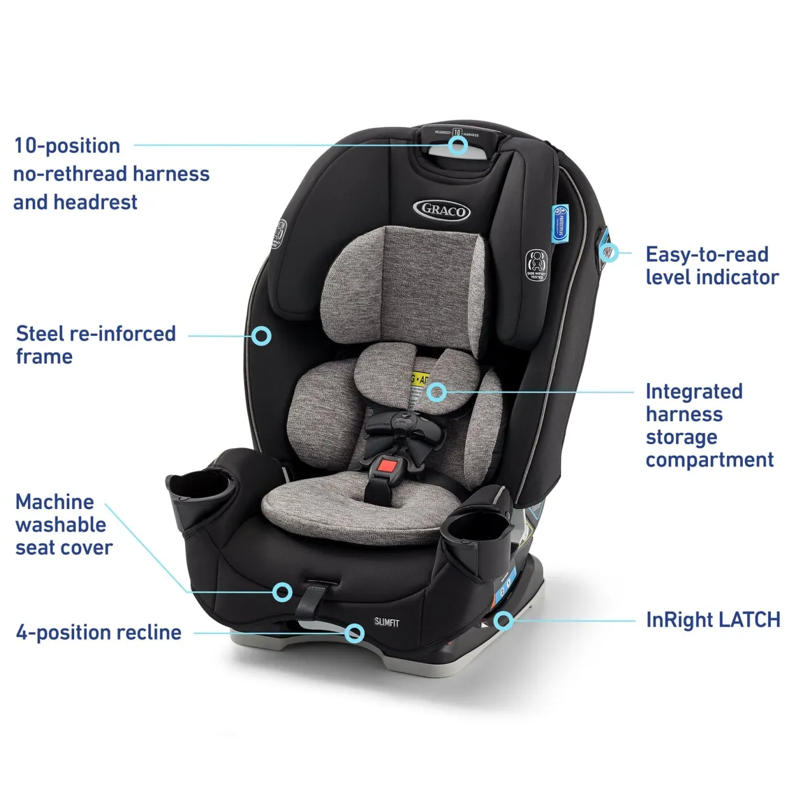 Graco SlimFit 3-in-1 Narrow All-in-One Convertible Car Seat - Jarret