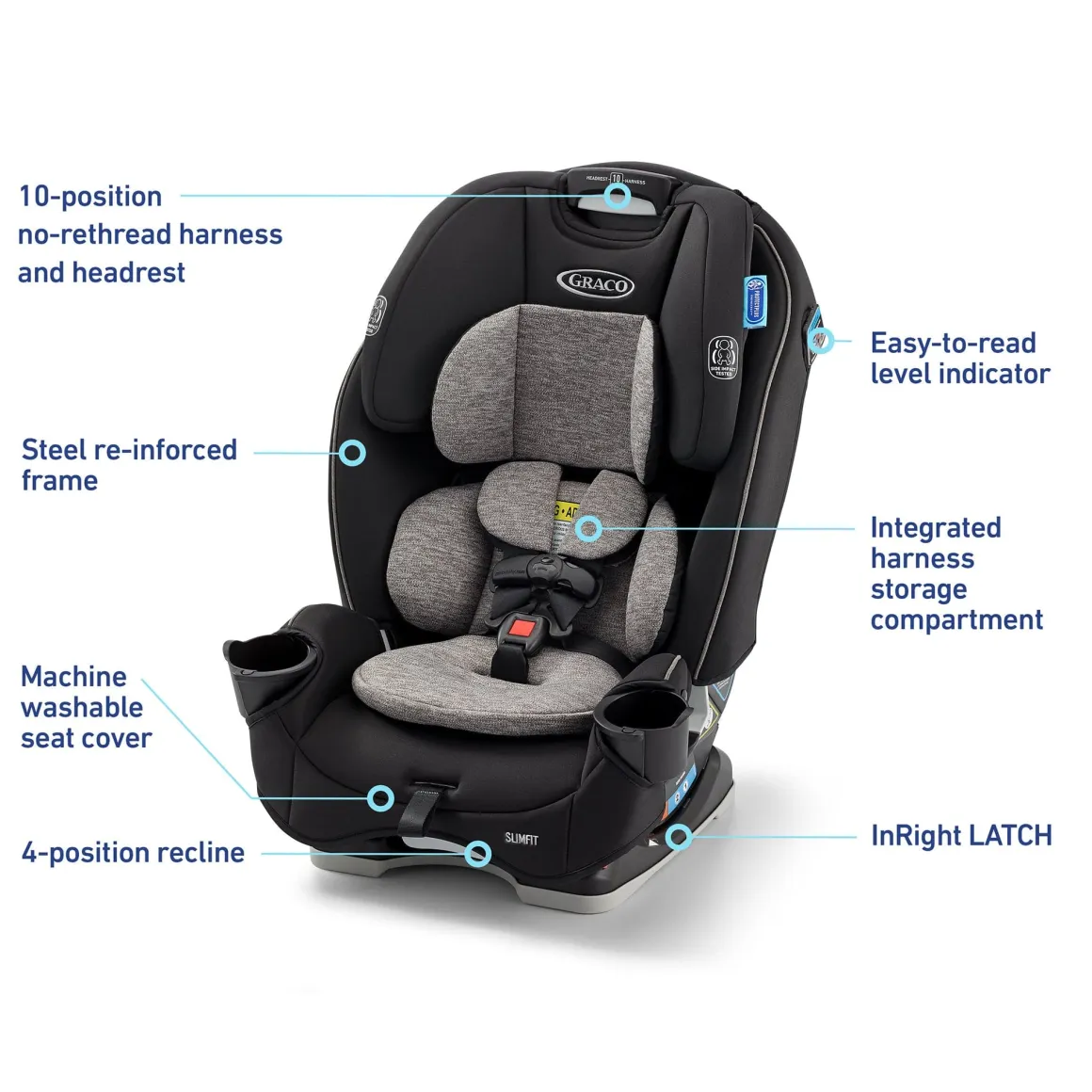 Graco SlimFit 3-in-1 Narrow All-in-One Convertible Car Seat - Silas