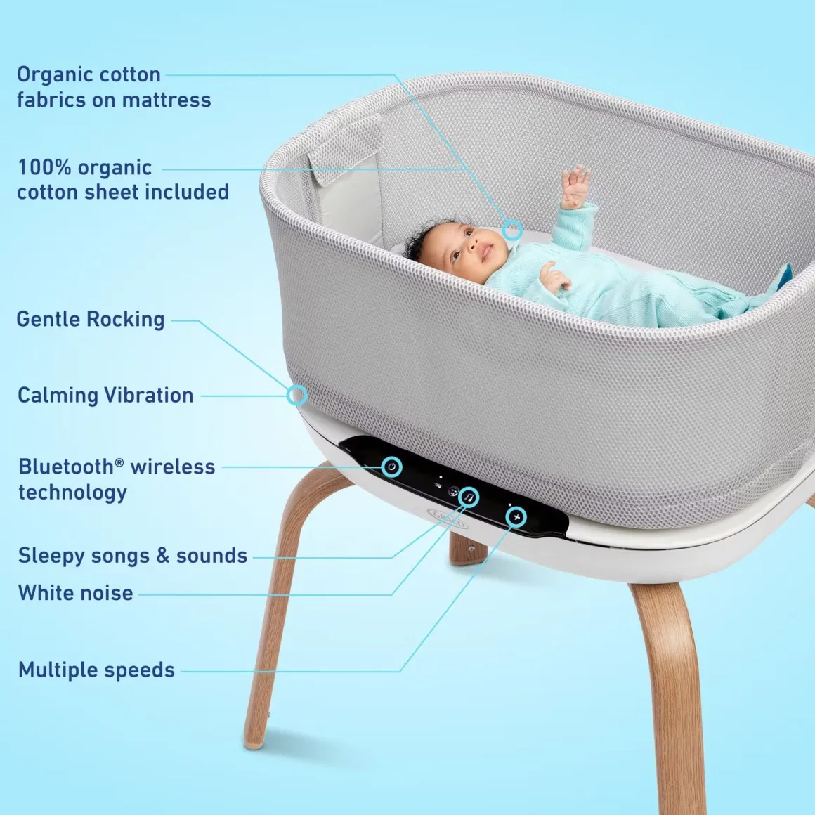 Graco SmartSense Soothing Bassinet - Luna
