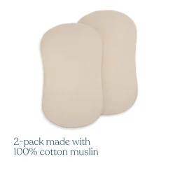 HALO BassiNest 100% Organic Cotton Muslin Fitted Sheet (2-pack) - Oat