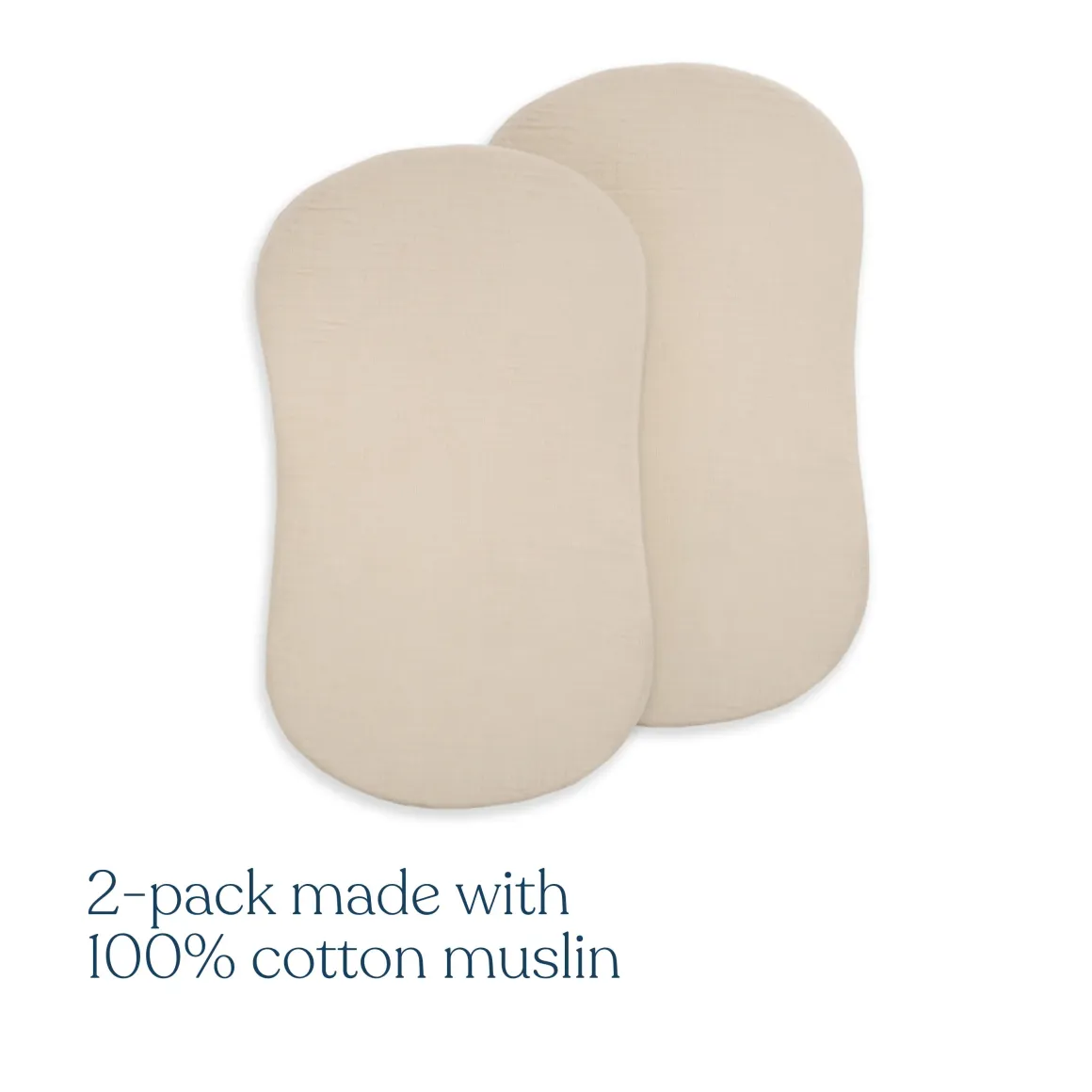 HALO BassiNest 100% Organic Cotton Muslin Fitted Sheet (2-pack) - Oat