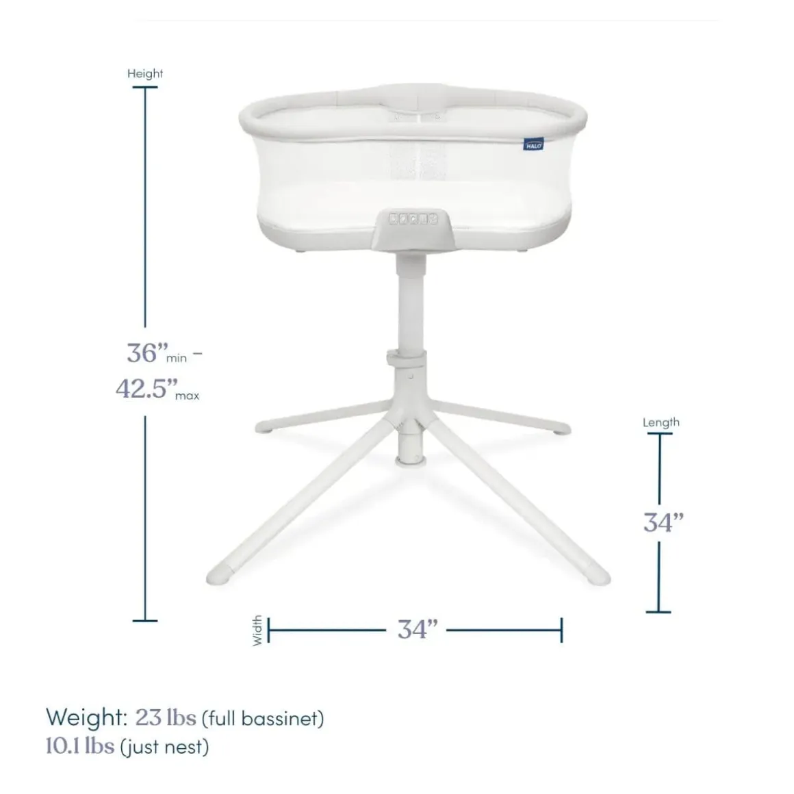 HALO BassiNest Soothing Swivel Sleeper 3.0 Bassinet - Grey