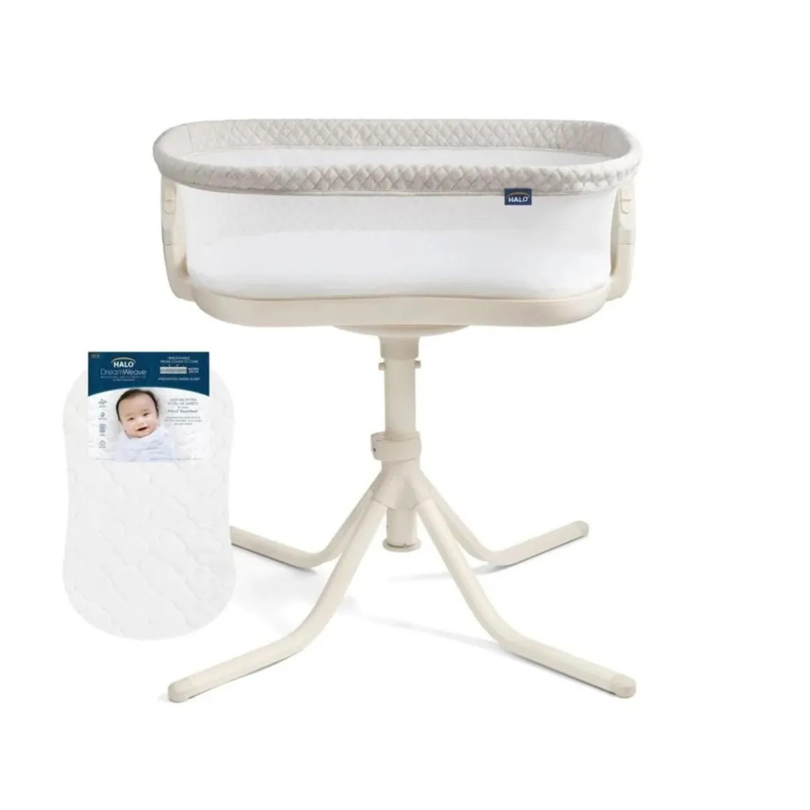HALO BassiNest Swivel Sleeper 4.0 Air with Dreamweave Breathable Pad - Oat