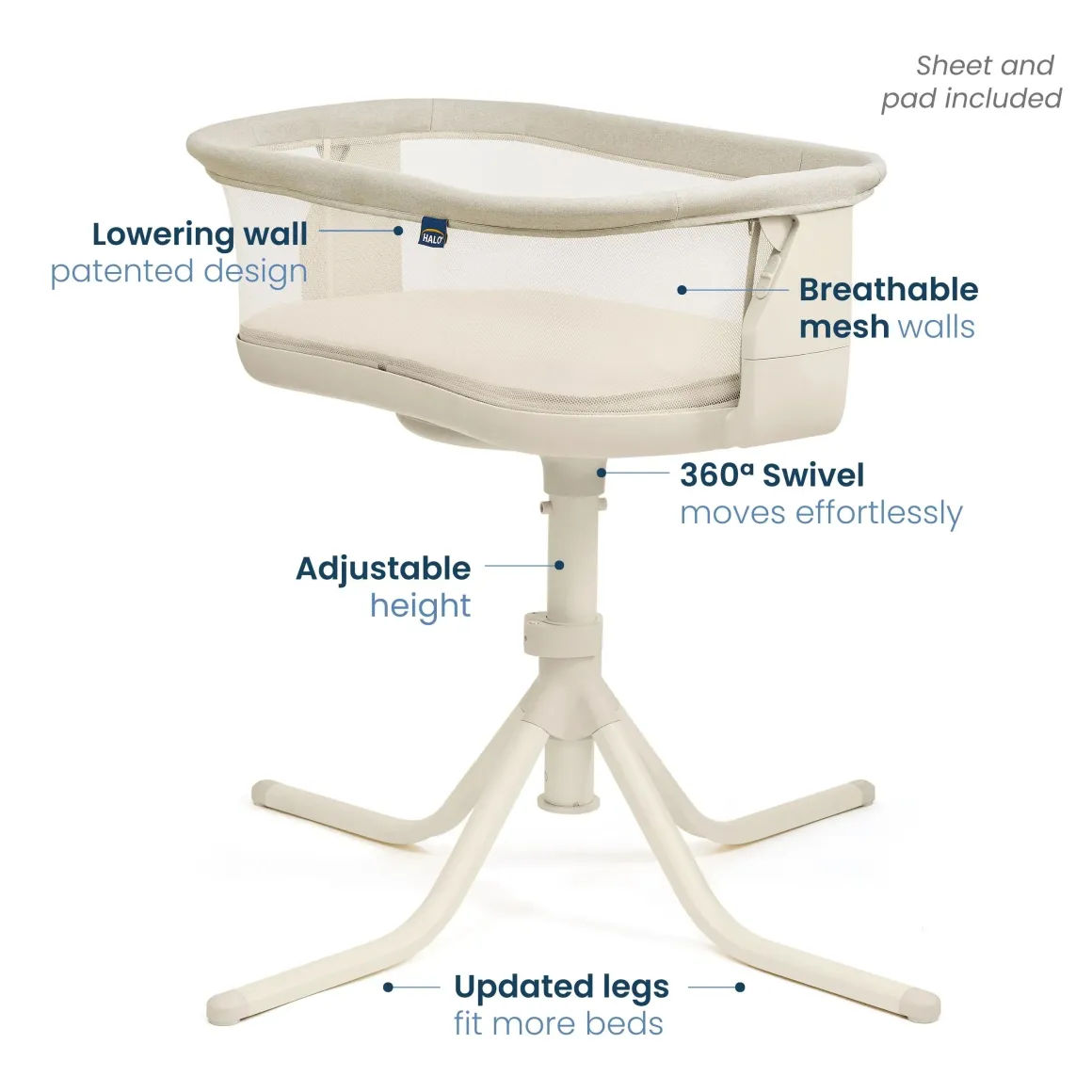 HALO BassiNest Swivel Sleeper 4.0 Signature - Oat