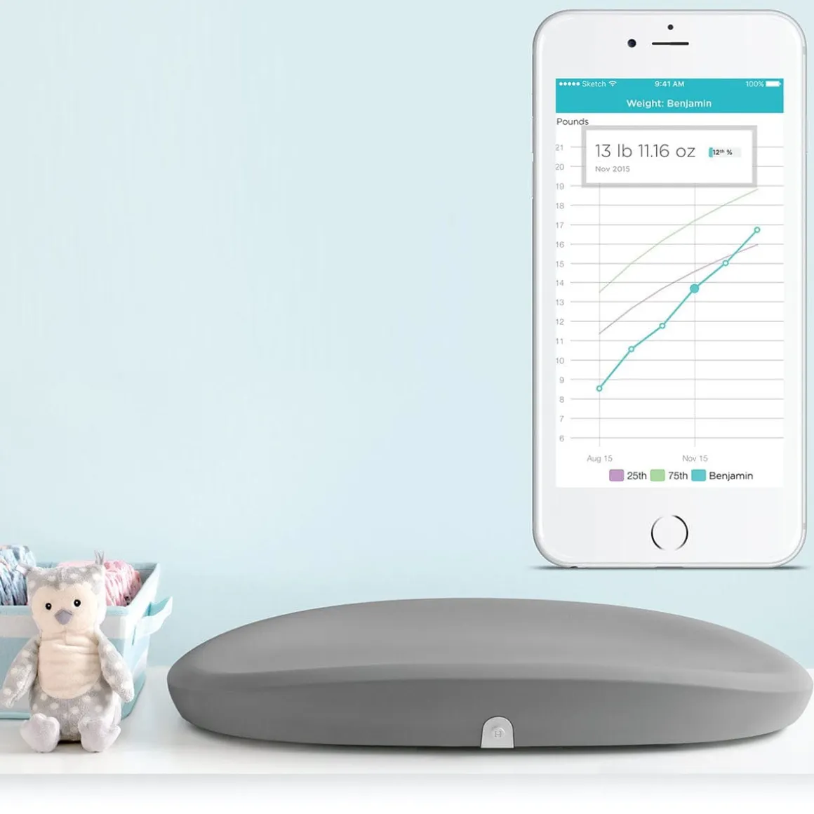 Hatch Baby Grow Smart Changing Pad and Scale in Grey