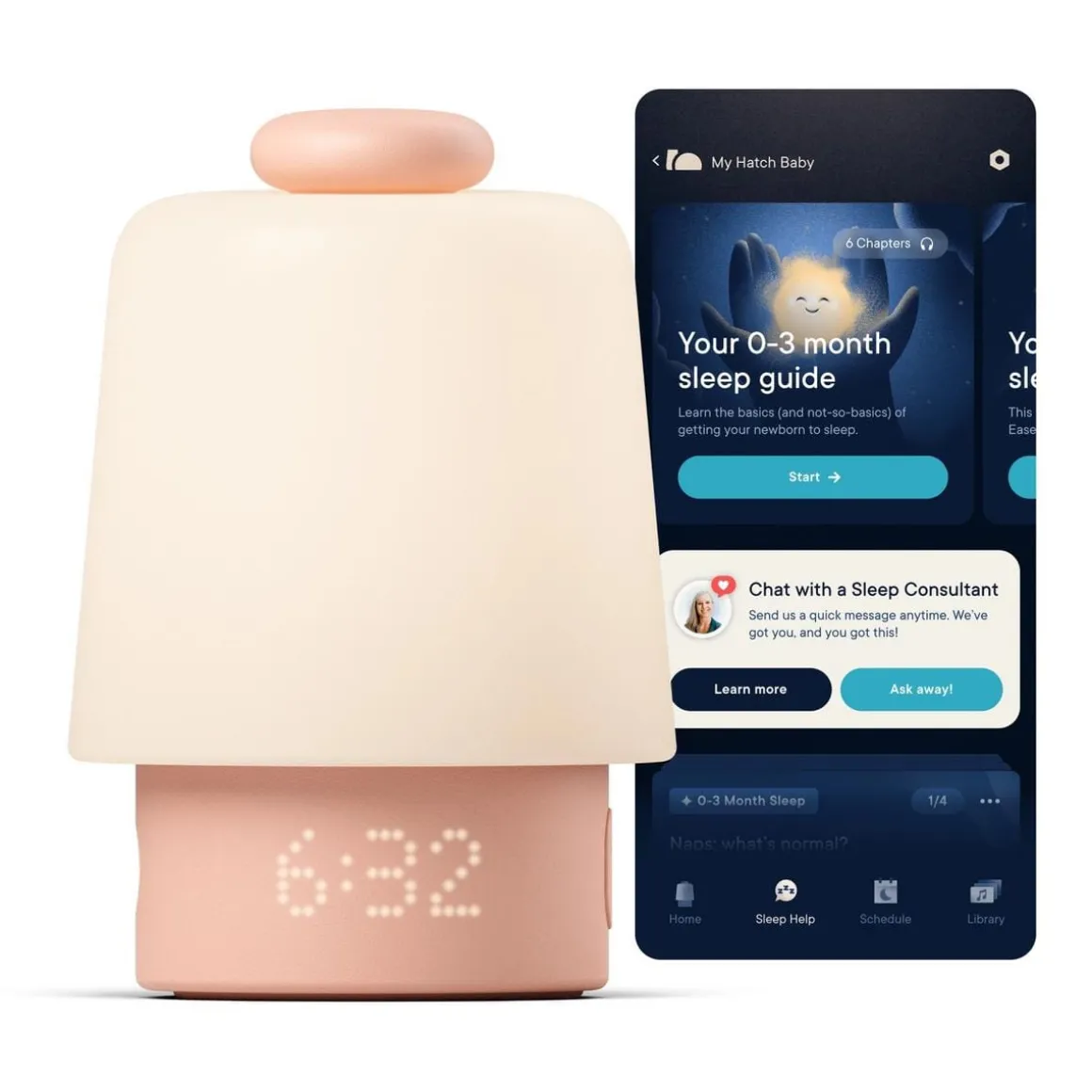 Hatch Baby Sleep Support, Sound Machine & Night Light - Peach