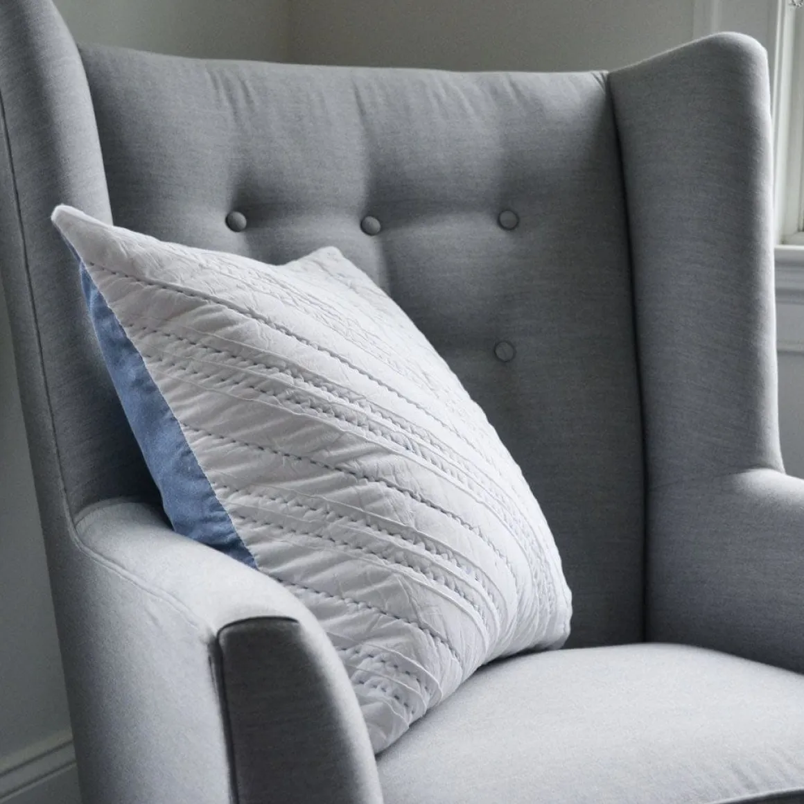 Hello Spud Decorative Pillow with Stuffer - Diagonal Pintuck Blue