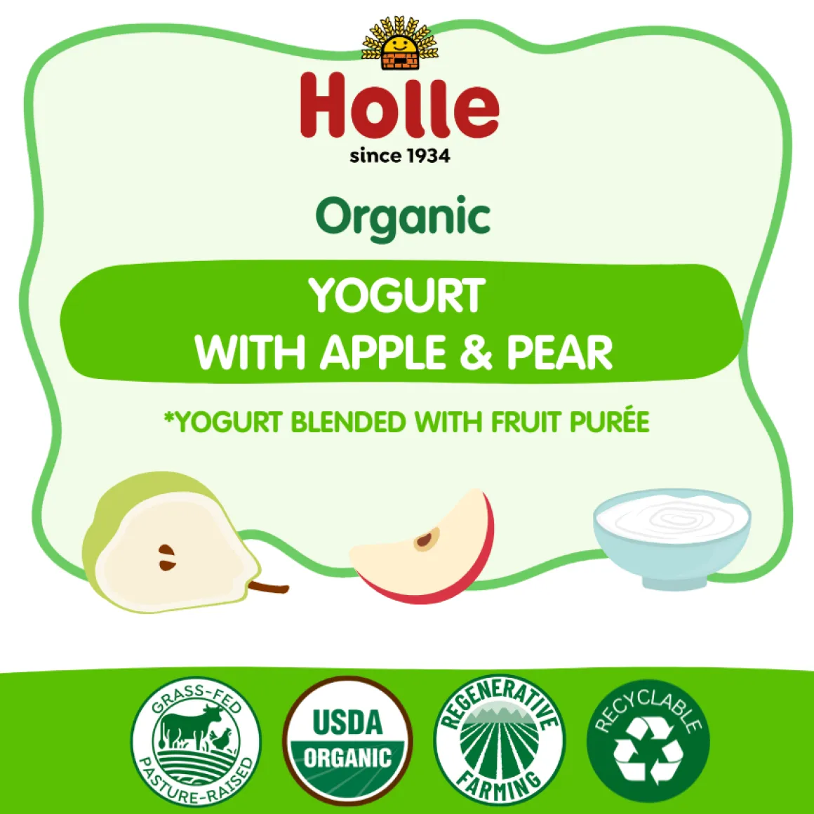 Holle Organic Apple & Pear Yogurt Pouches