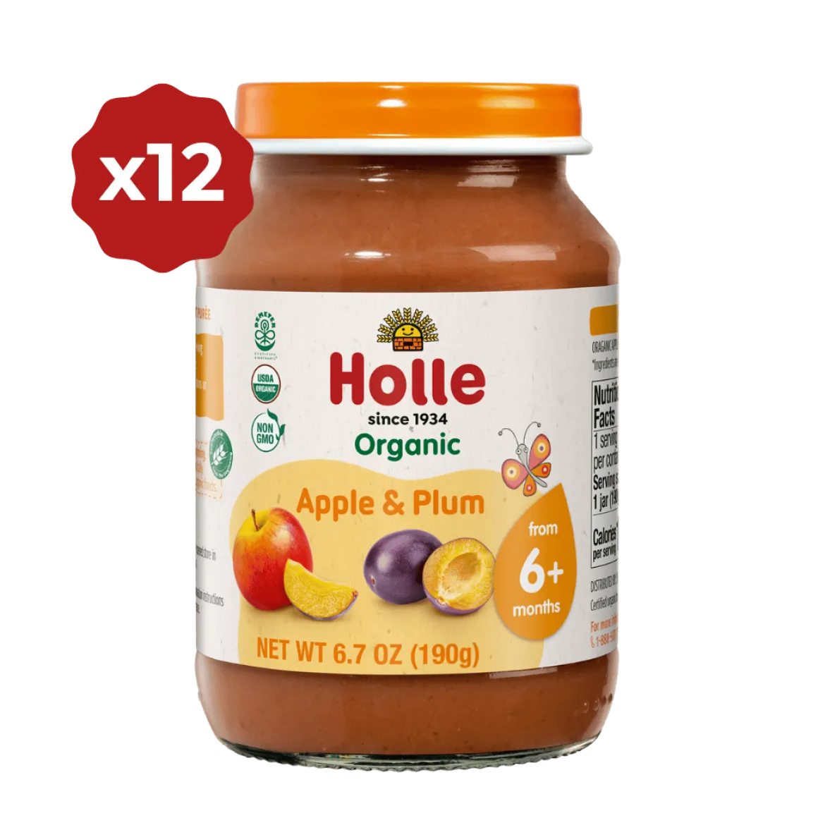 Holle Organic Baby Food Jar - Apple & Plum - 12 Jars