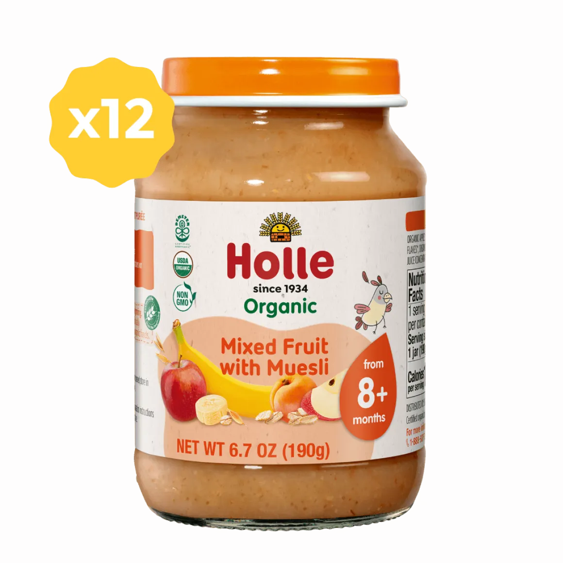 Holle Organic Baby Food Jar - Mixed Fruit with Muesli - 12 Jars