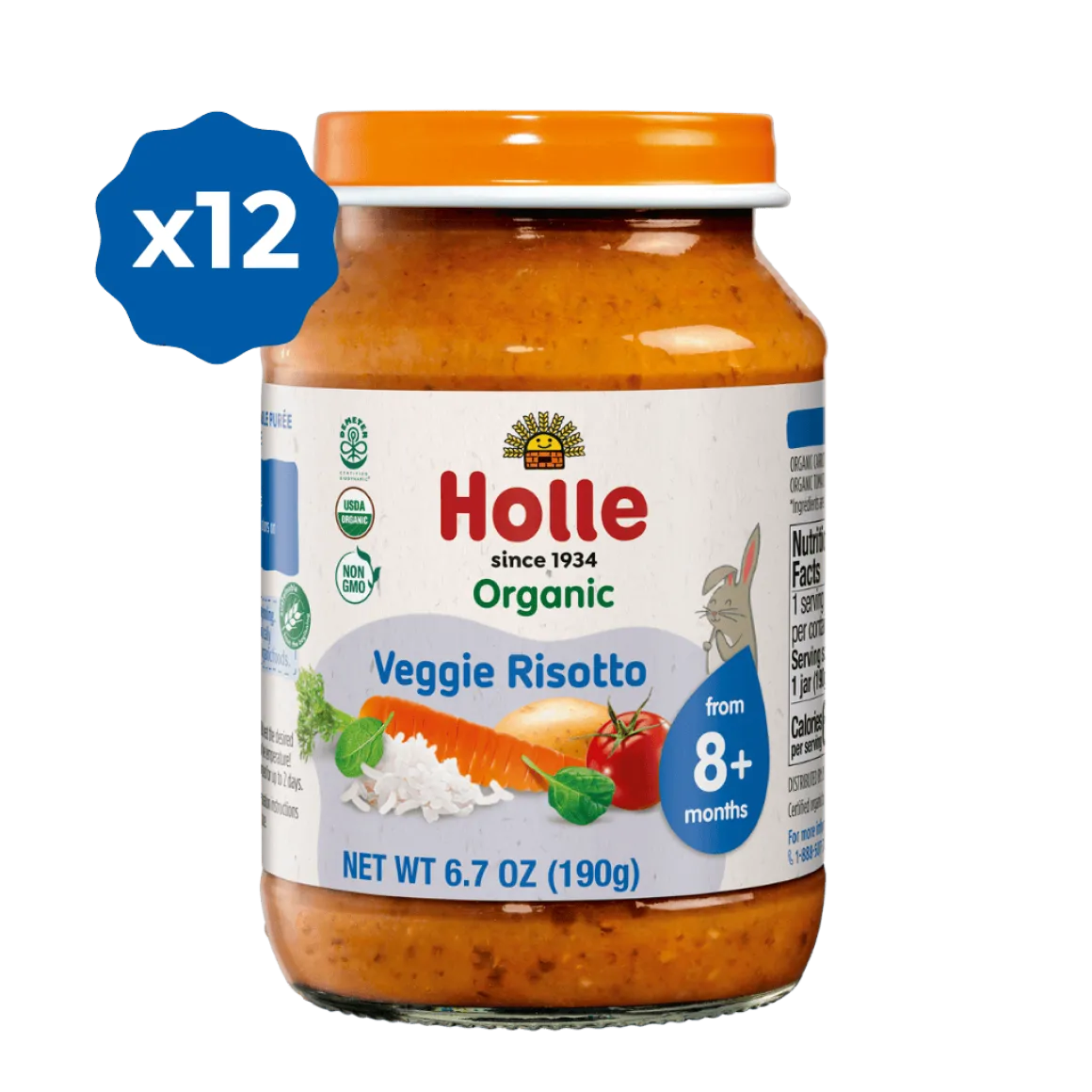 Holle Organic Baby Food Jar - Veggie Risotto - 12 Jars