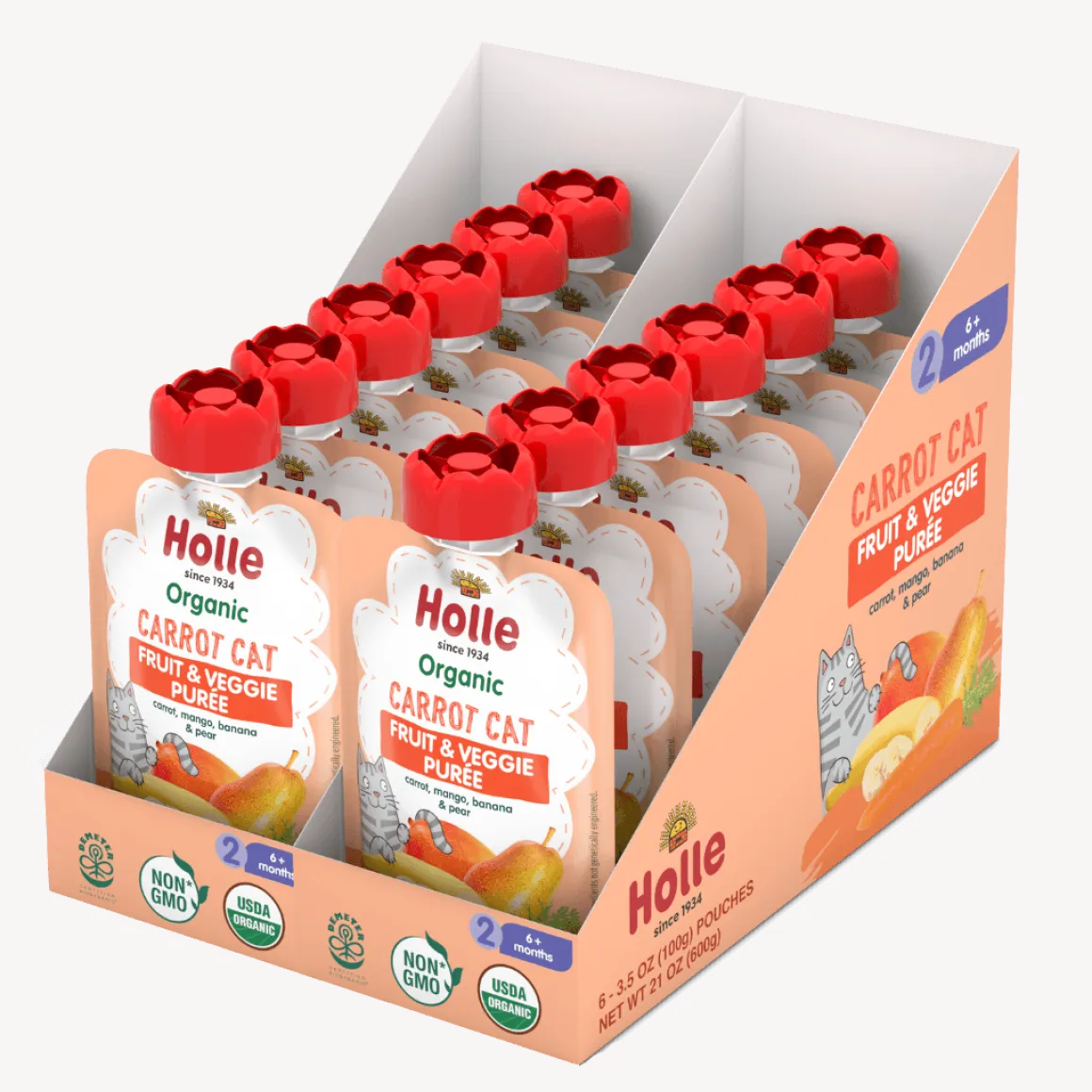 Holle Organic Carrot Cat Fruit & Veggie Purée