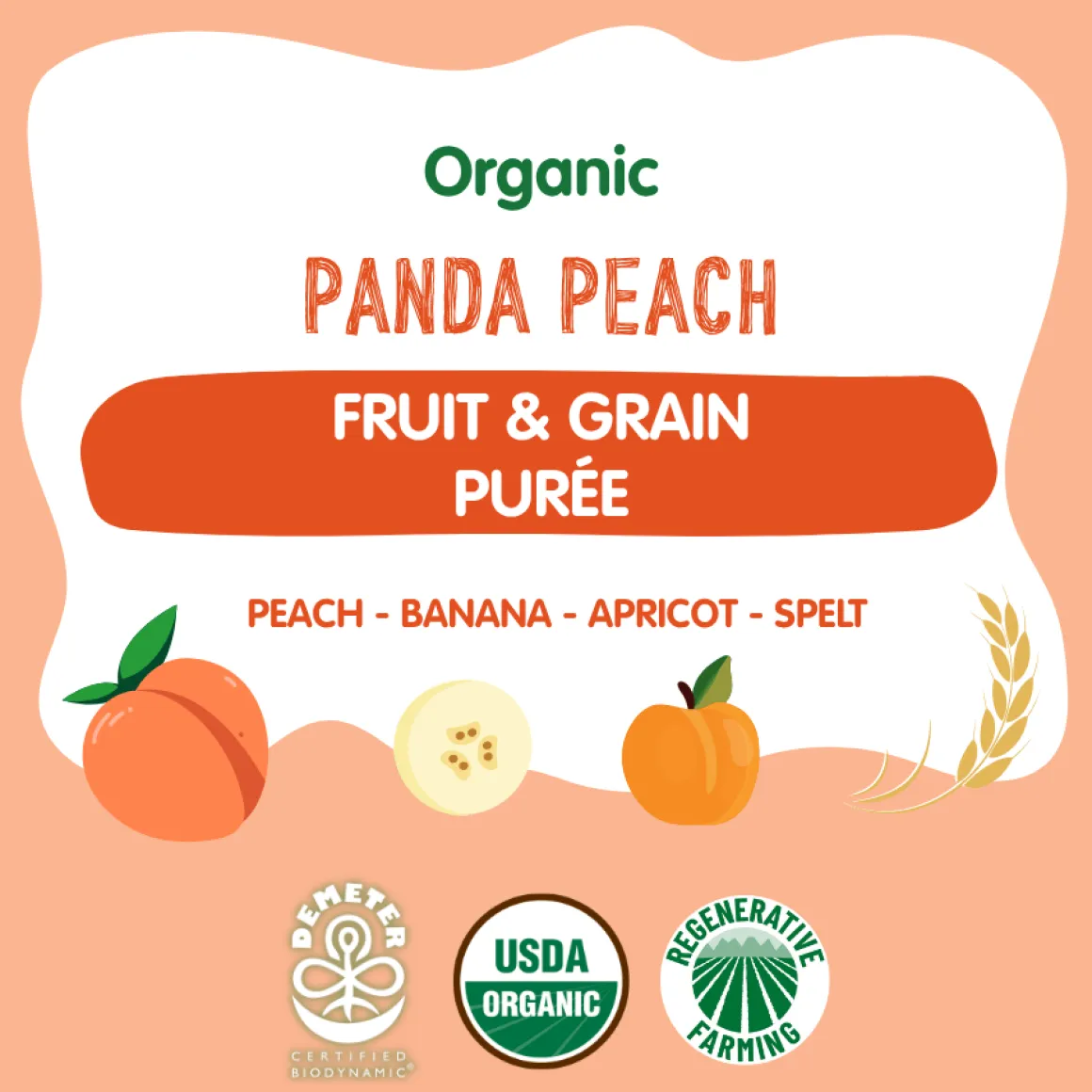 Holle Organic Panda Peach Fruit & Grain Purée