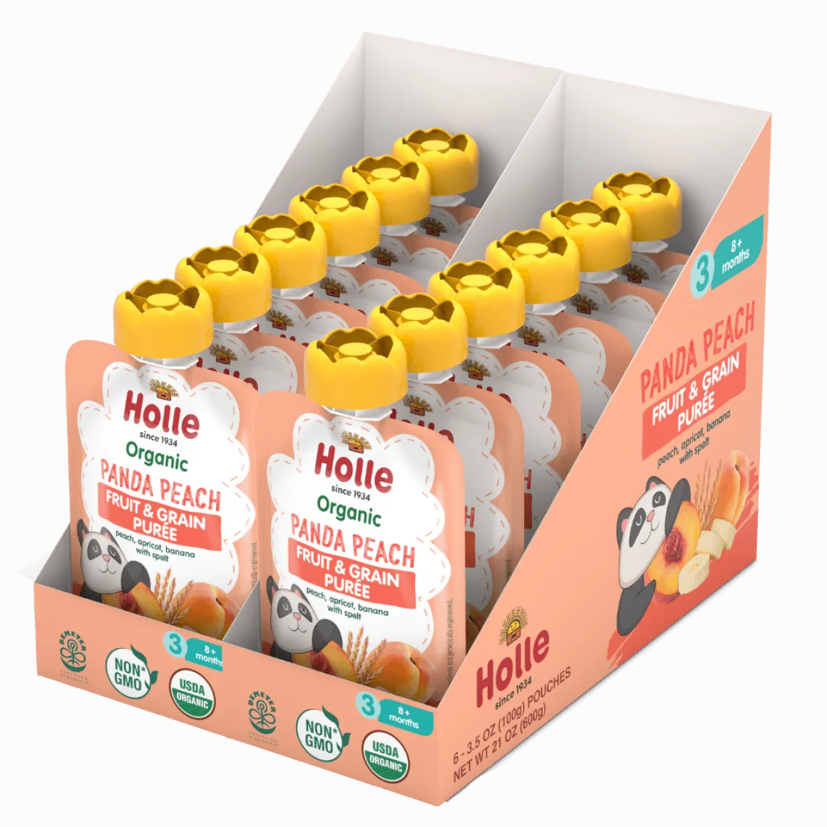 Holle Organic Panda Peach Fruit & Grain Purée
