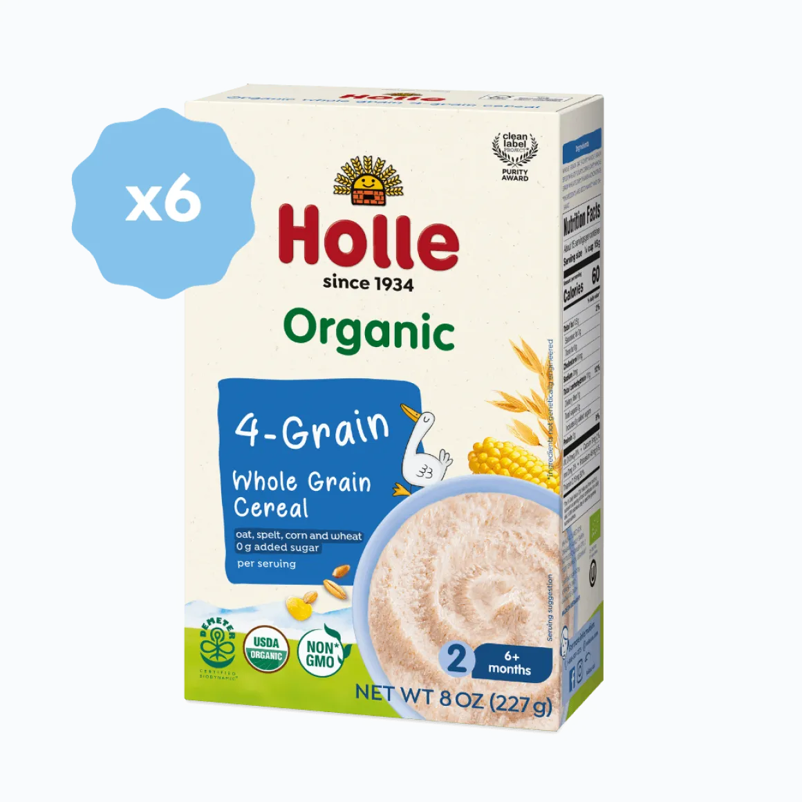 Holle Organic Whole Grain 4-Grain Cereal - 6 Pack