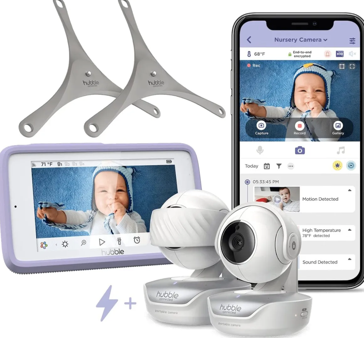 Hubble Connected Nursery Pal Deluxe Twin Smart Baby Monitor
